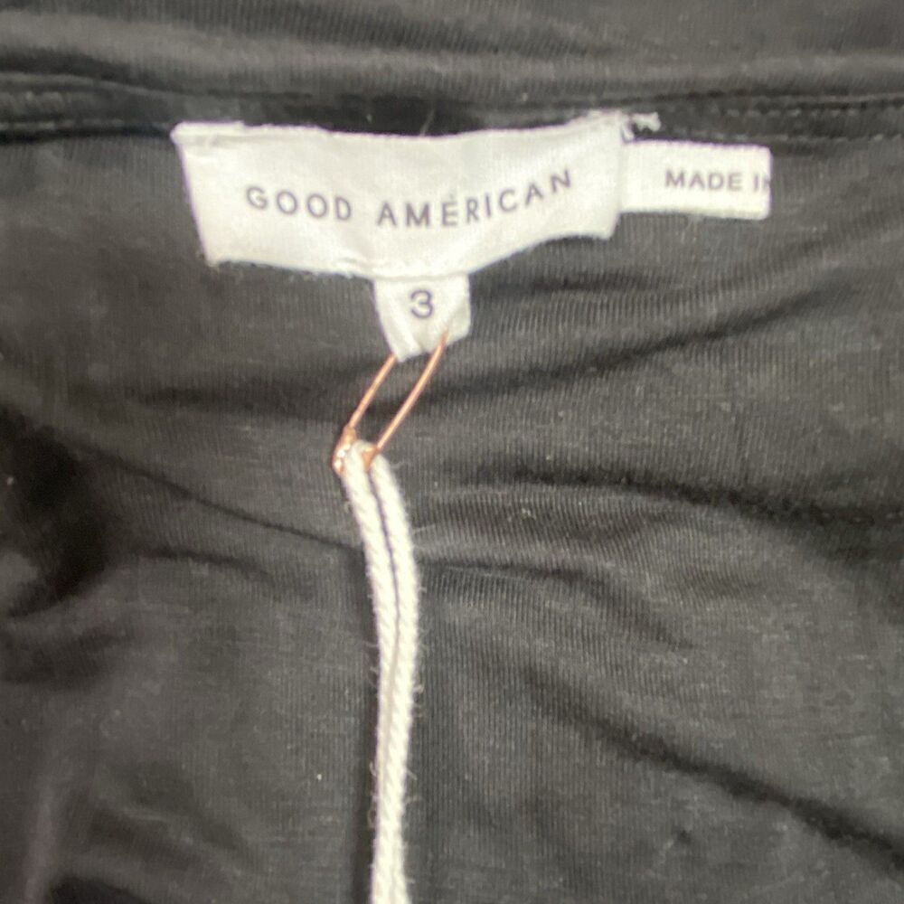 Good American Ruched Sleeveless Black Body Con Jersey Dress Size 3 Large New - Picture 6 of 7